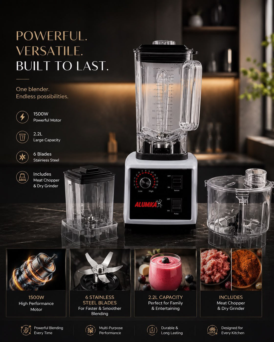 Alumka Triple Funtion 2L Blender
